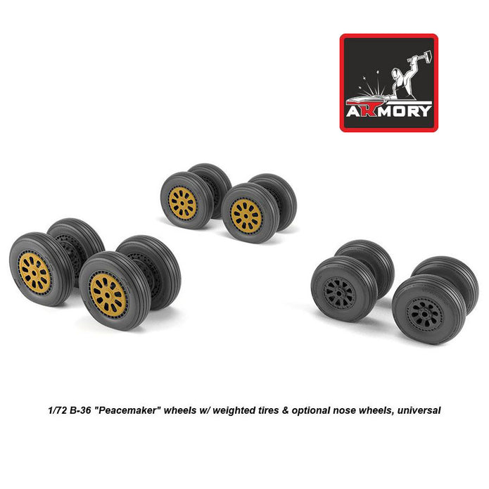 1/72 B-36 Peacemaker wheels w/ weighted tires & optional nose wheels Scale 1:72 Armory Models AR AW72327