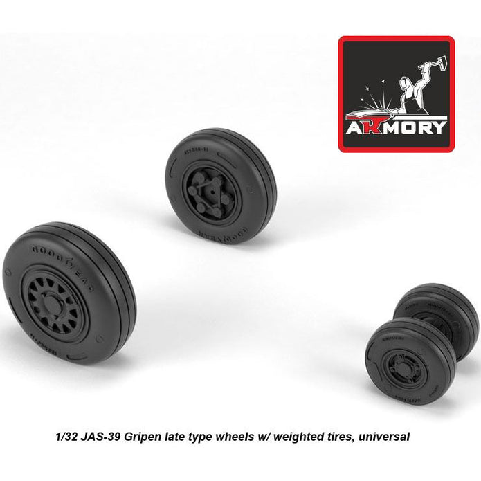 1/32 JAS-39 "Gripen" wheels w/ weighted tires, late Scale 1:32 Armory Models AR AW32503