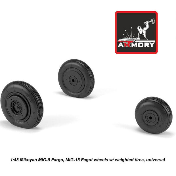1/48 Mikoyan MiG-9 Fargo / MiG-15 Fagot (early) wheels w/ weighted tires Scale 1:48 Armory Models AR AW48032