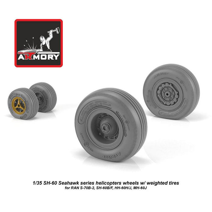 1/35 SH-60 Seahawk wheels w/ weighted tires Scale 1:35 Armory Models AR AW35302