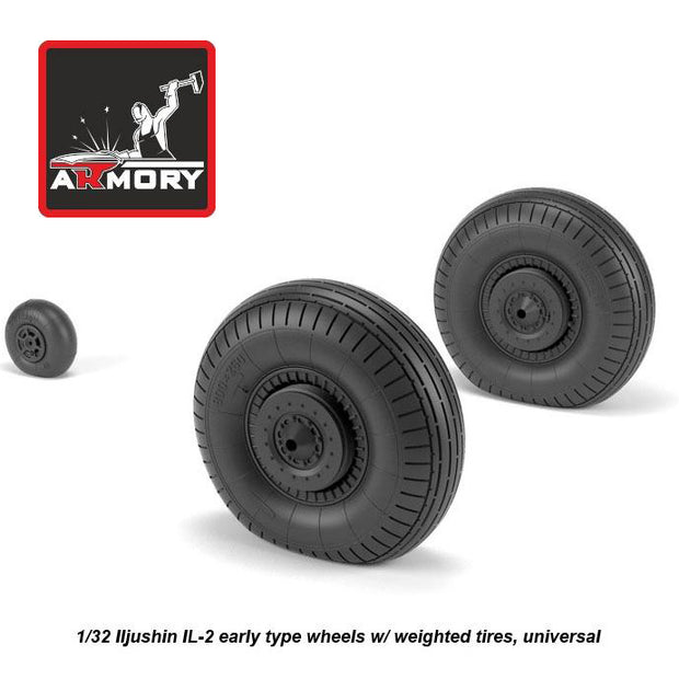1/32 Iljushin IL-2 Bark early type wheels w/ weighted tyres Scale 1:32 Armory Models AR AW32015