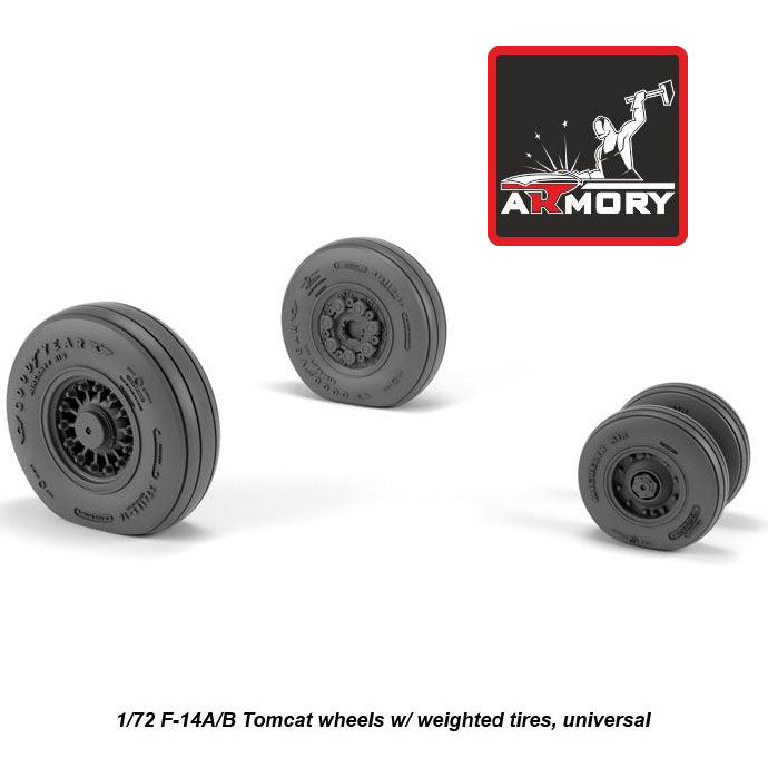 1/72 F-14D Tomcat late type wheels w/ weighted tires Scale 1:72 Armory Models AR AW72332