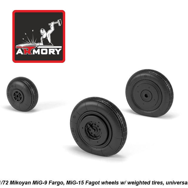 1/72 Mikoyan MiG-9 Fargo / MiG-15 Fagot (early) wheels w/ weighted tires Scale 1:72 Armory Models AR AW72053