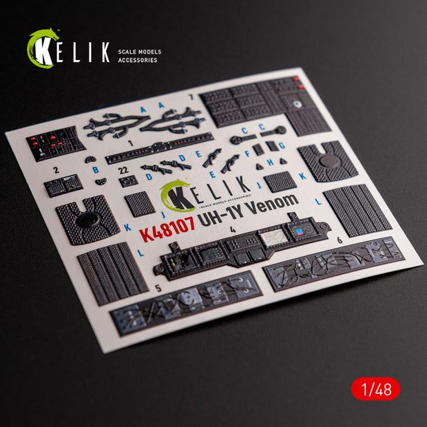 UH-1Y Venom. Interior 3D Decals (for Kitty Hawk / Zimimodel Helicopter model kit) Scale 1:48 KeliK K48107