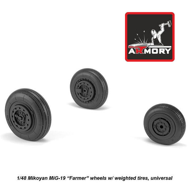 1/48 Mikoyan MiG-19 Farmer wheels w/ weighted tires Scale 1:48 Armory Models AR AW48030