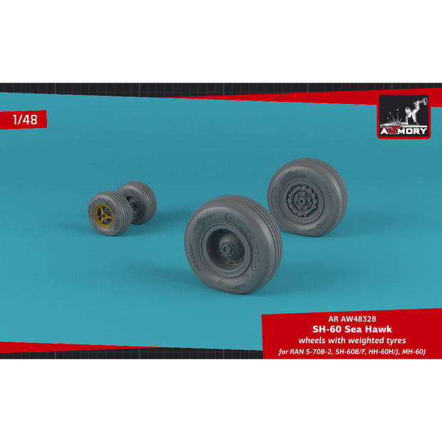 1/48 SH-60 Seahawk wheels w/ weighted tires Scale 1:48 Armory Models AR AW48328