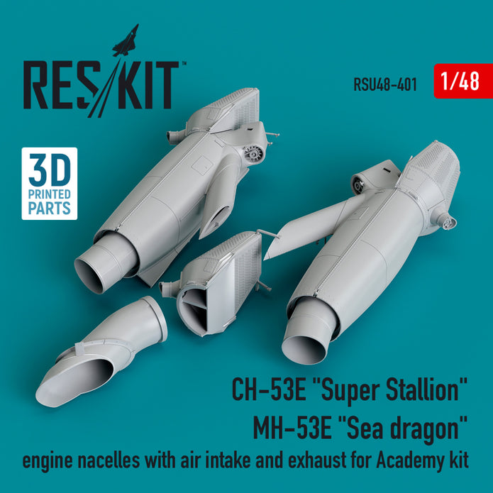 Sikorsky CH-53E Super Stallion, MH-53E Sea Dragon engine nacelles with air intake and Exhaust for Academy kit (3D printed) Scale 1:48 ResKit RSU48-0401