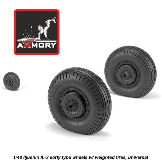 1/48 Iljushin IL-2 Bark early type wheels w/ weighted tires Scale 1:48 Armory Models AR AW48034