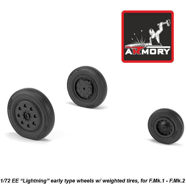 1/72 EE Lightning wheels w/ weighted tires, early Scale 1:72 Armory Models AR AW72409