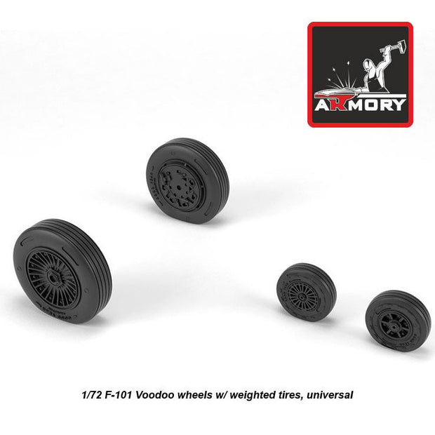 1/72 F-101 Voodoo wheels w/ optional nose wheels & weighted tires Scale 1:72 Armory Models AR AW72321