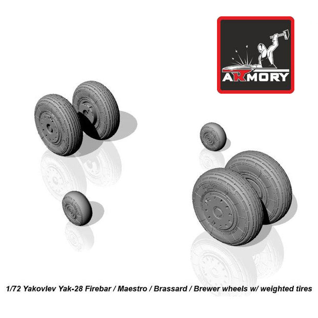 1/72 Yakovlev Yak-28 wheels w/ weighted tires Scale 1:72 Armory Models AR AW72047
