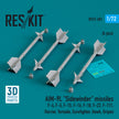AIM-9L Sidewinder Missiles (4 pcs) (F-4, F-5, F-15, F-16, F-18, F-22, F-111, Harrier, Tornado, Eurofighter, Hawk, Gripen) (3D Printed) Scale 1:72 ResKit RS72-0481