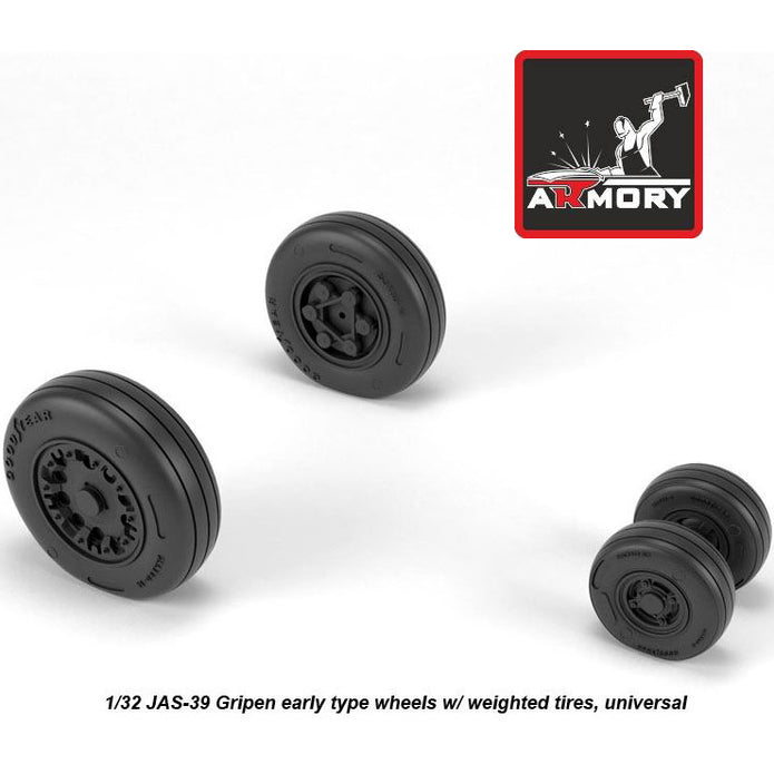 1/32 JAS-39 "Gripen" wheels w/ weighted tires, early Scale 1:32 Armory Models AR AW32502
