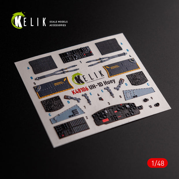 UH-1D Huey. Interior 3D Decals (for Kitty Hawk / Zimimodel Helicopter model kit) Scale 1:48 KeliK K48106