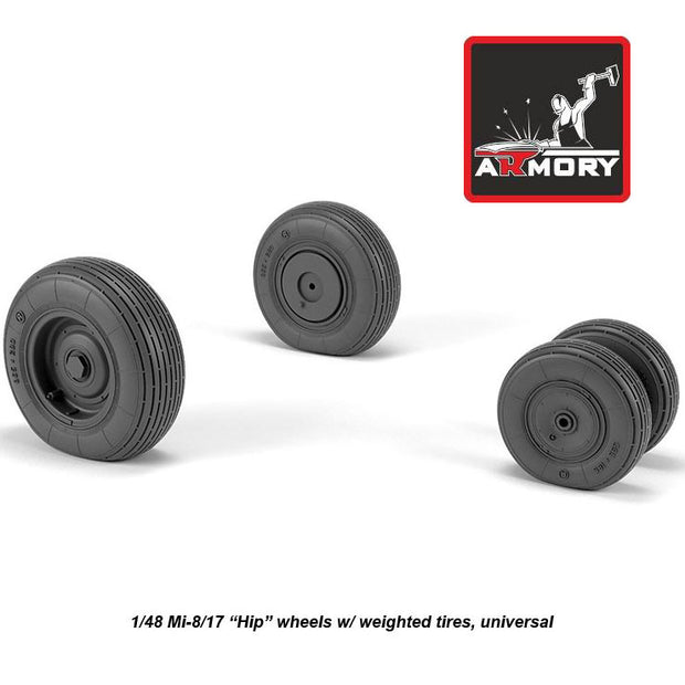 1/48 Mil Mi-8/17 Hip wheels w/ weighted tires Scale 1:48 Armory Models AR AW48038