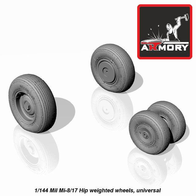 1/144 Mil Mi-8/17 Hip wheels, weighted Scale 1:144 Armory Models AR AW14006