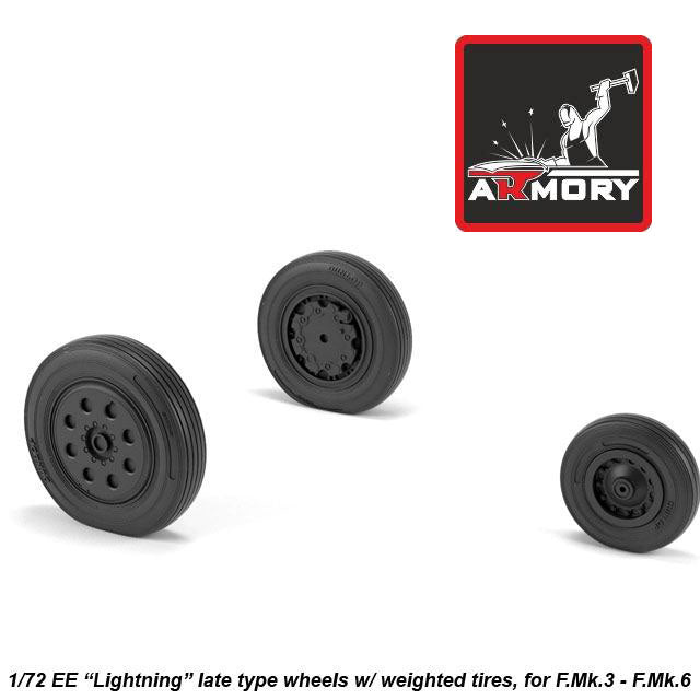 1/72 EE Lightning wheels w/ weighted tires, late Scale 1:72 Armory Models AR AW72410