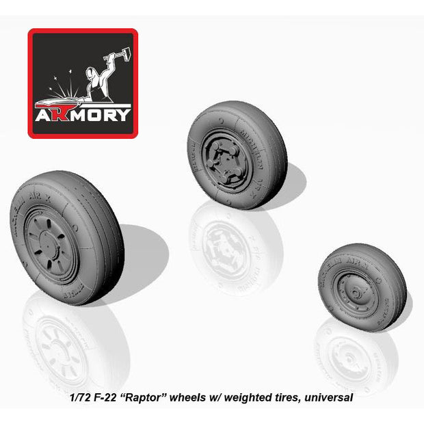 1/72 F-22 Raptor wheels w/ weighted tyres Scale 1:72 Armory Models AR AW72315