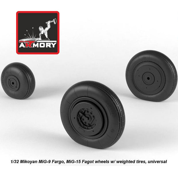 1/32 Mikoyan MiG-15bis Fagot (late) / MiG-17 Fresco wheels w/ weighted tires Scale 1:32 Armory Models AR AW32014