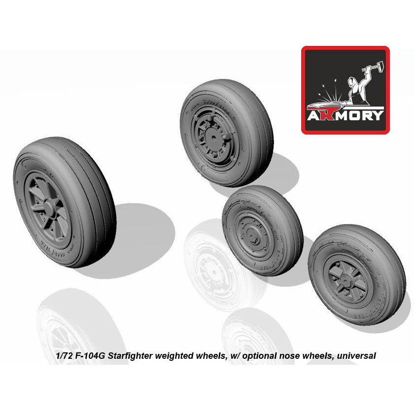 1/72 F-104G Starfighter wheels w/ optional nose wheels Scale 1:72 Armory Models AR AW72312