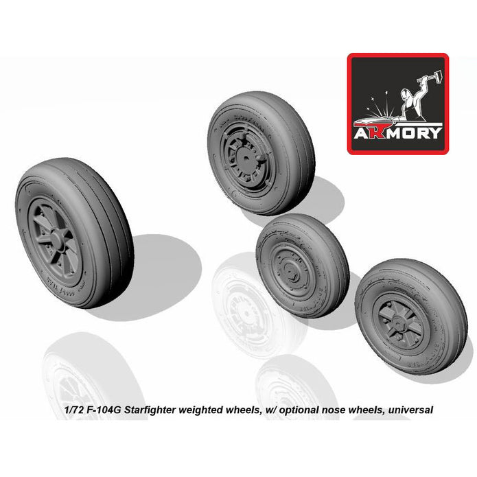 1/72 F-104G Starfighter wheels w/ optional nose wheels Scale 1:72 Armory Models AR AW72312