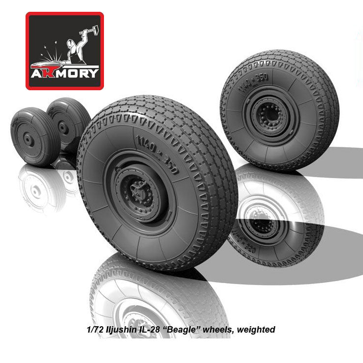 1/72 Iljushin IL-28 Beagle wheels, weighted (for Trumpeter, universal)  Scale 1:72 Armory Models AR AW72040