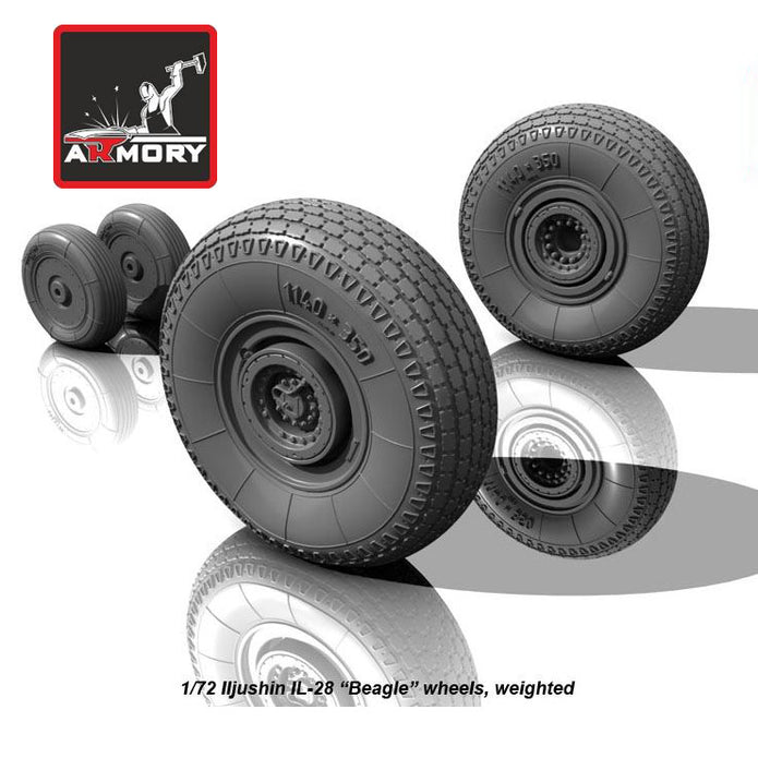 1/72 Iljushin IL-28 Beagle wheels, weighted (for Trumpeter, universal)  Scale 1:72 Armory Models AR AW72040