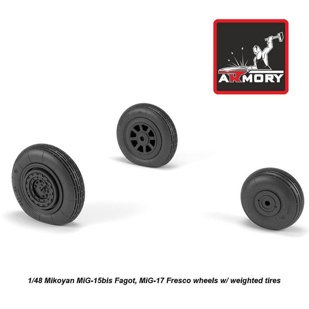 1/48 Mikoyan MiG-15bis Fagot (late) / MiG-17 Fresco wheels w/ weighted tires Scale 1:48 Armory Models AR AW48033
