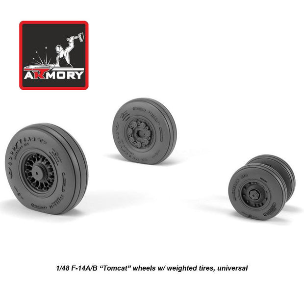 1/48 F-14A/B Tomcat early type wheels w/ weighted tires Scale 1:48 Armory Models AR AW48326