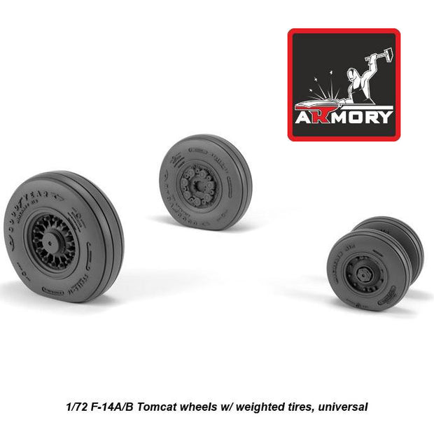 1/72 F-14A/B Tomcat early type wheels w/ weighted tires Scale 1:72 Armory Models AR AW72331