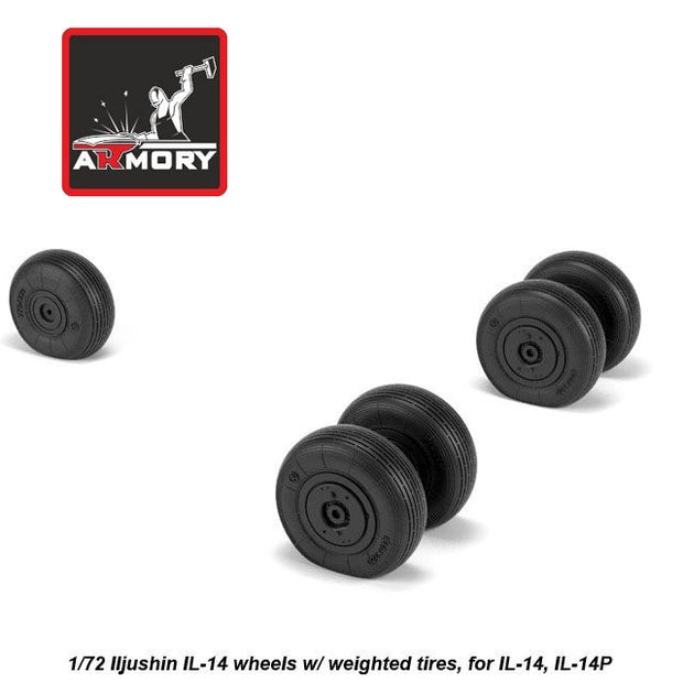 1/72 Iljushin IL-14 Crate wheels w/ weighted tires (for Amodel, universal)  Scale 1:72 Armory Models AR AW72059