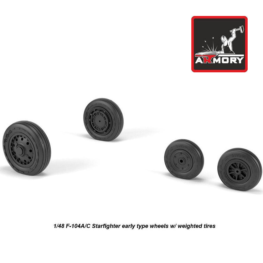 1/48 F-104A/C Starfighter early wheels, w/ optional nose wheels, weighted Scale 1:48 Armory Models AR AW48317