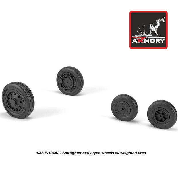 1/48 F-104A/C Starfighter early wheels, w/ optional nose wheels, weighted Scale 1:48 Armory Models AR AW48317