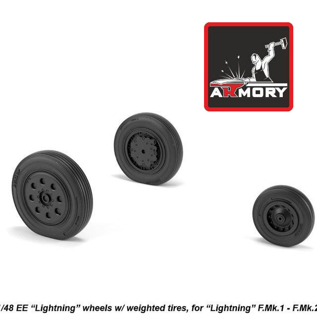 1/48 EE Lightning wheels w/ weighted tires, early Scale 1:48 Armory Models AR AW48407