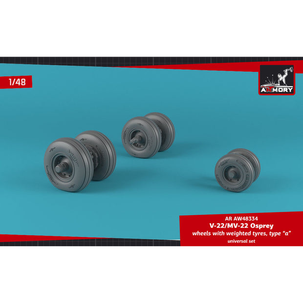 1/48 V-22/MV-22 Osprey wheels w/ weighted tires type "a" Scale 1:48 Armory Models AR AW48334