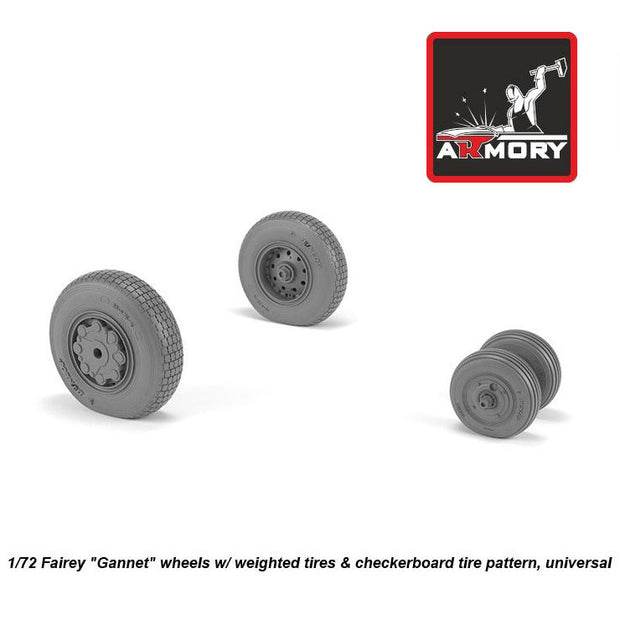 1/72 Fairey Gannet late type wheels w/ weighted tires of checkerboard tire pattern Scale 1:72 Armory Models AR AW72413
