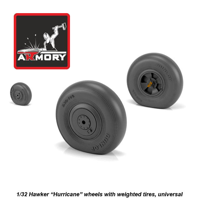 1/32 Hawker Hurricane wheels w/ weighted tires Scale 1:32 Armory Models AR AW32403