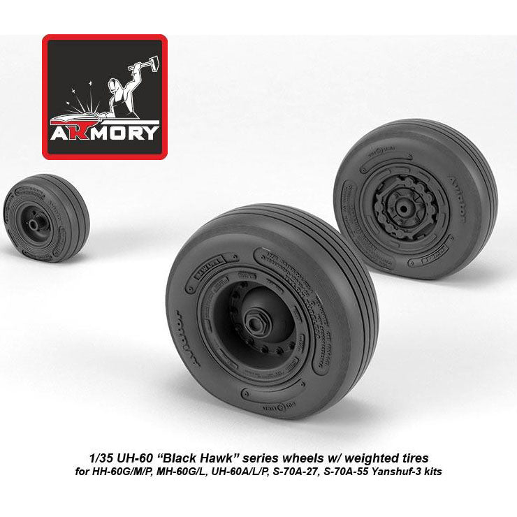 1/35 UH-60 Black Hawk wheels w/ weighted tires Scale 1:35 Armory Models AR AW35303