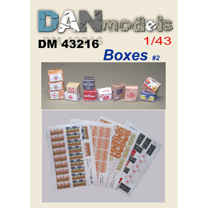 Boxes from cigarettes, from humanitarian aid, from food. Banana boxes. (cardboard) Scale 1:43 DAN Models DM 43216