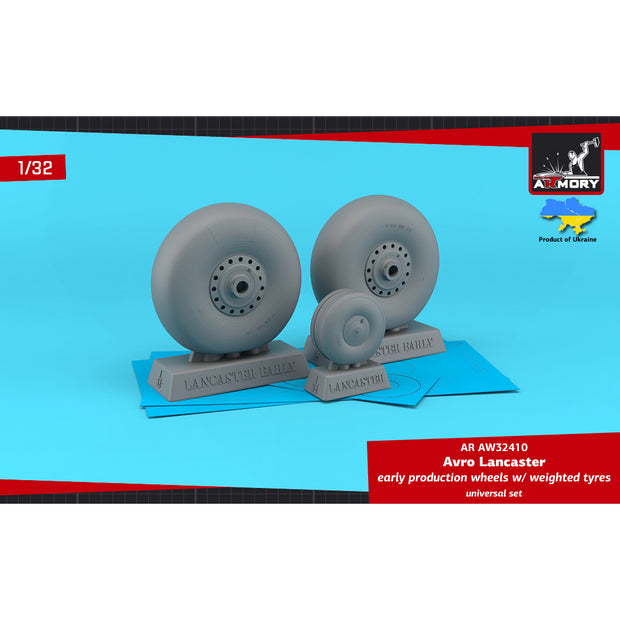1/32 Avro Lancaster wheels early type w/ weighted tyres Scale 1:32 Armory Models AR AW32410