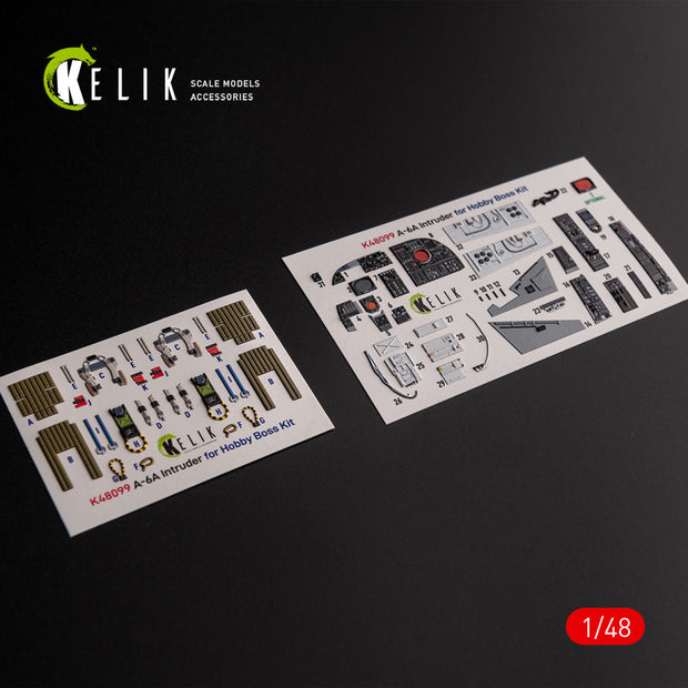 A-6A Intruder. Interior 3D Decals (for HobbyBoss Aircraft model kit) Scale 1:48 KeliK K48099