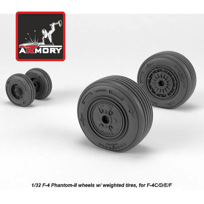 1/32 F-4 Phantom-II wheels w/ weighted tires, mid Scale 1:32 Armory Models AR AW32307
