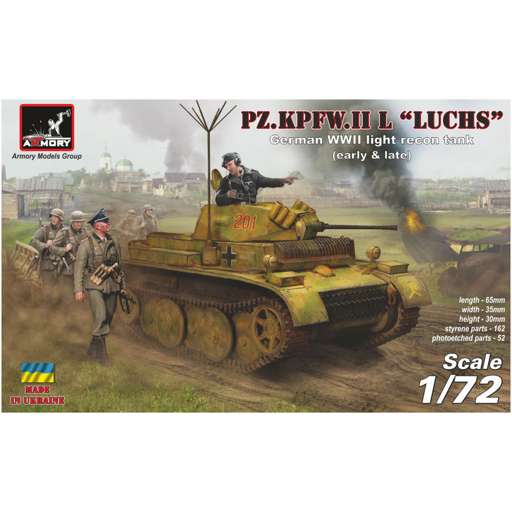 1/72 Pz, Kpfw, II Ausf, L Luchs, German WWII Light Recon Tank Scale 1:72 Armory Models AR72203