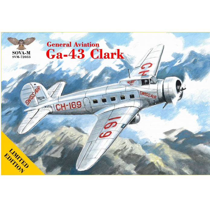 General Aviation Ga-43 Clark (Swissair), Aircraft Model Kit Scale 1:72 SOVA-M SVM 72033