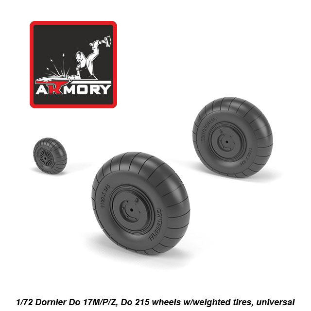 1/72 Dornier Do 17M/P/Z, Do 215 wheels w/weighted tires Scale 1:72 Armory Models AR AW72205