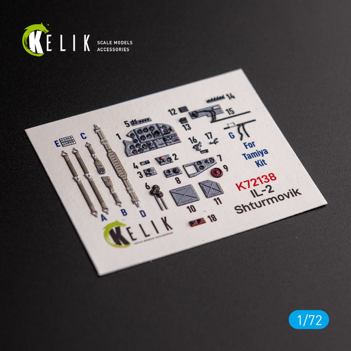 Il-2 Shturmovik. Interior 3D Decals (for Tamiya Aircraft model kit) Scale 1:72 KeliK K72138