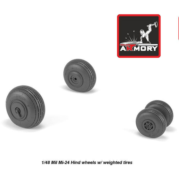 1/48 Mil Mi-24 Hind wheels w/ weighted tires Scale 1:48 Armory Models AR AW48031