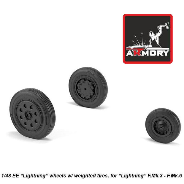 1/48 EE Lightning wheels w/ weighted tires, late Scale 1:48 Armory Models AR AW48408