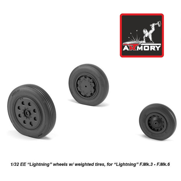 1/32 EE Lightning wheels w/ weighted tires, late Scale 1:32 Armory Models AR AW32402