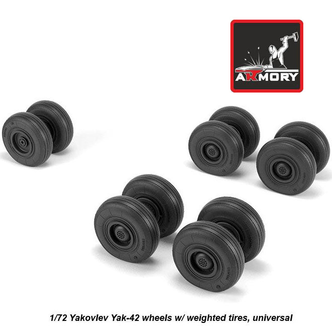 1/72 Yakovlev Yak-42 Clobber wheels w/ weighted tires (for Amodel, universal)  Scale 1:72 Armory Models AR AW72061